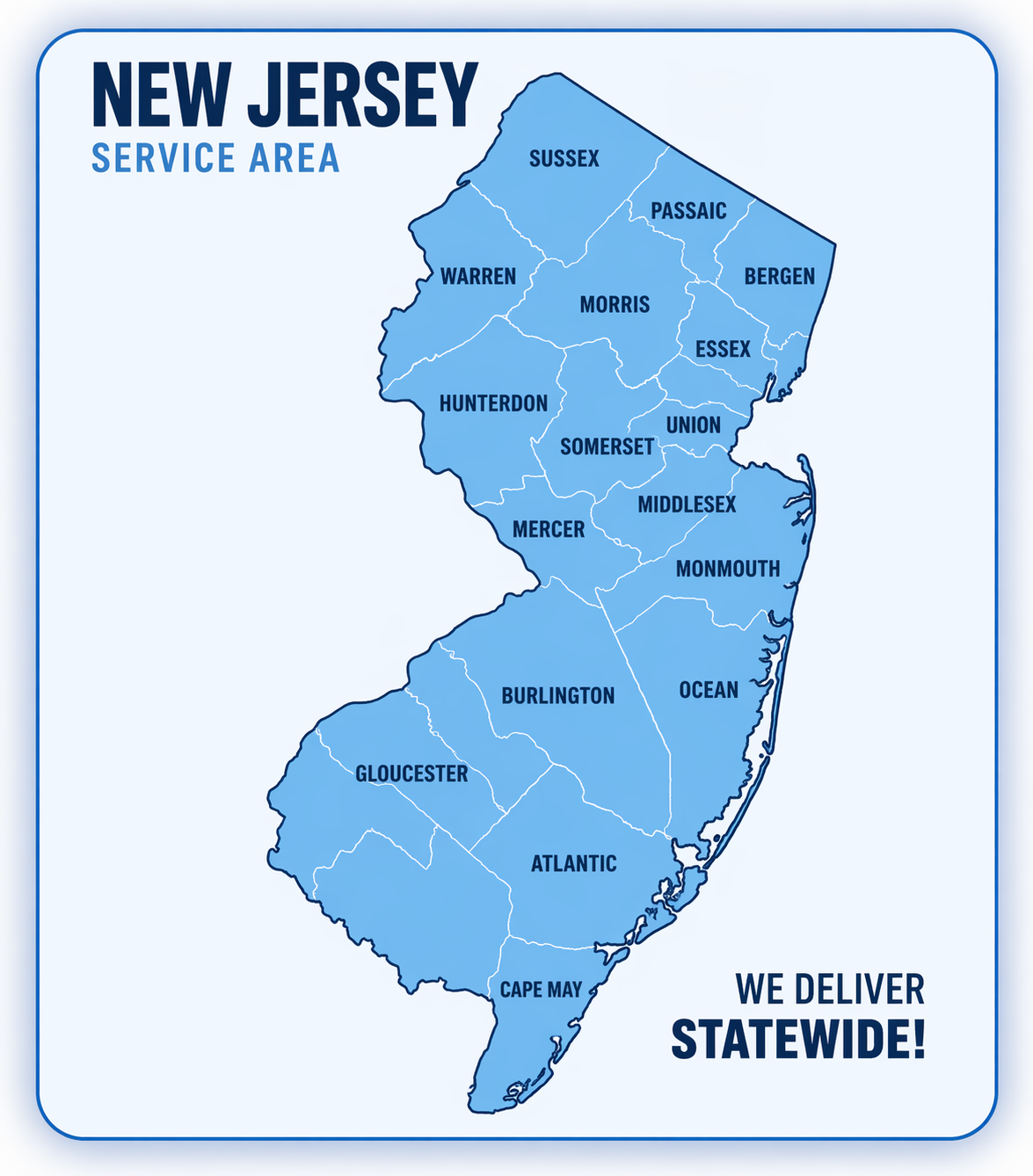 Water On Wheels New Jersey Service Area Map